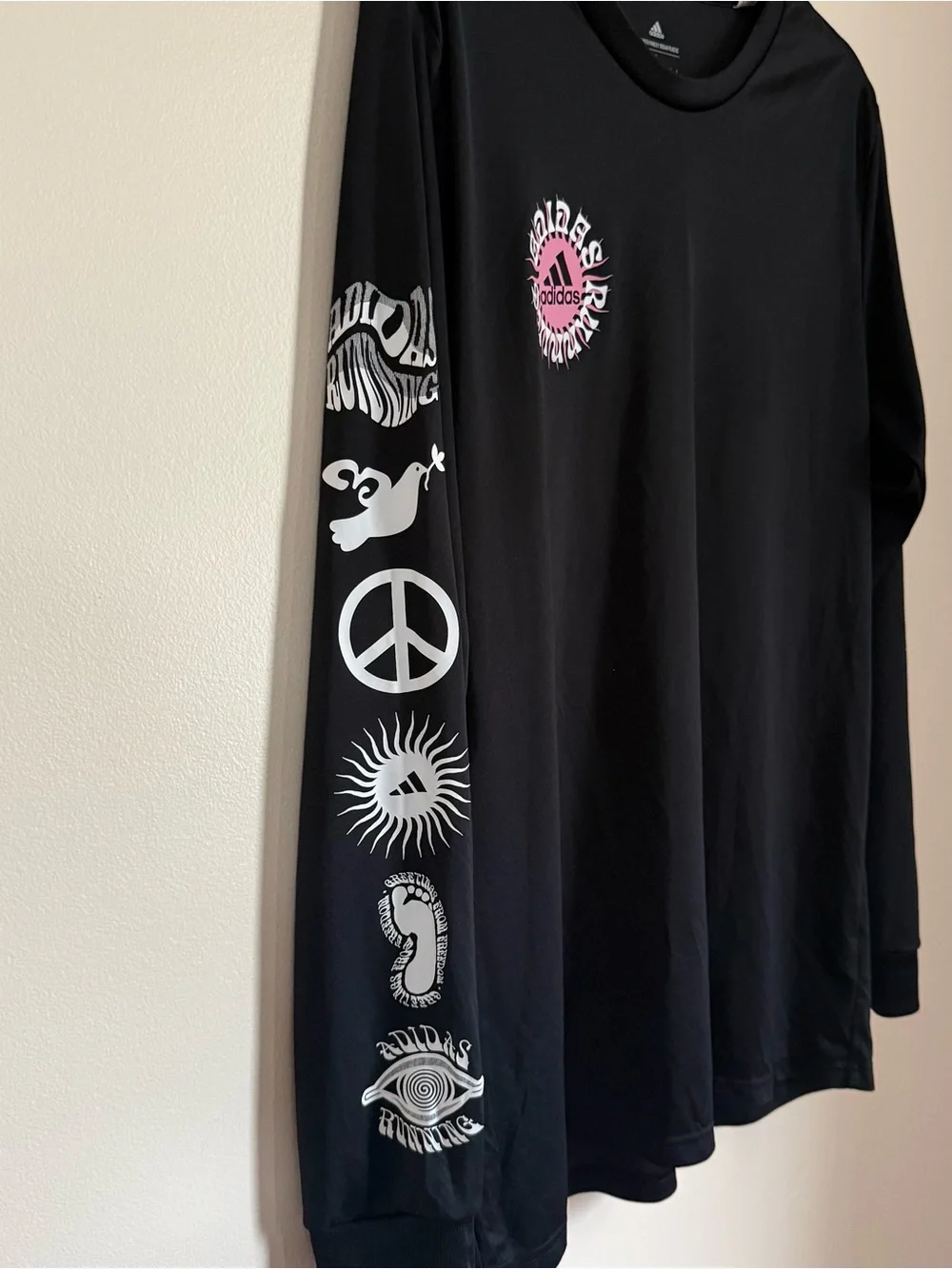 Adidas Black Running Shirt Long Sleeves Size Large Athletic Run Club Marathon